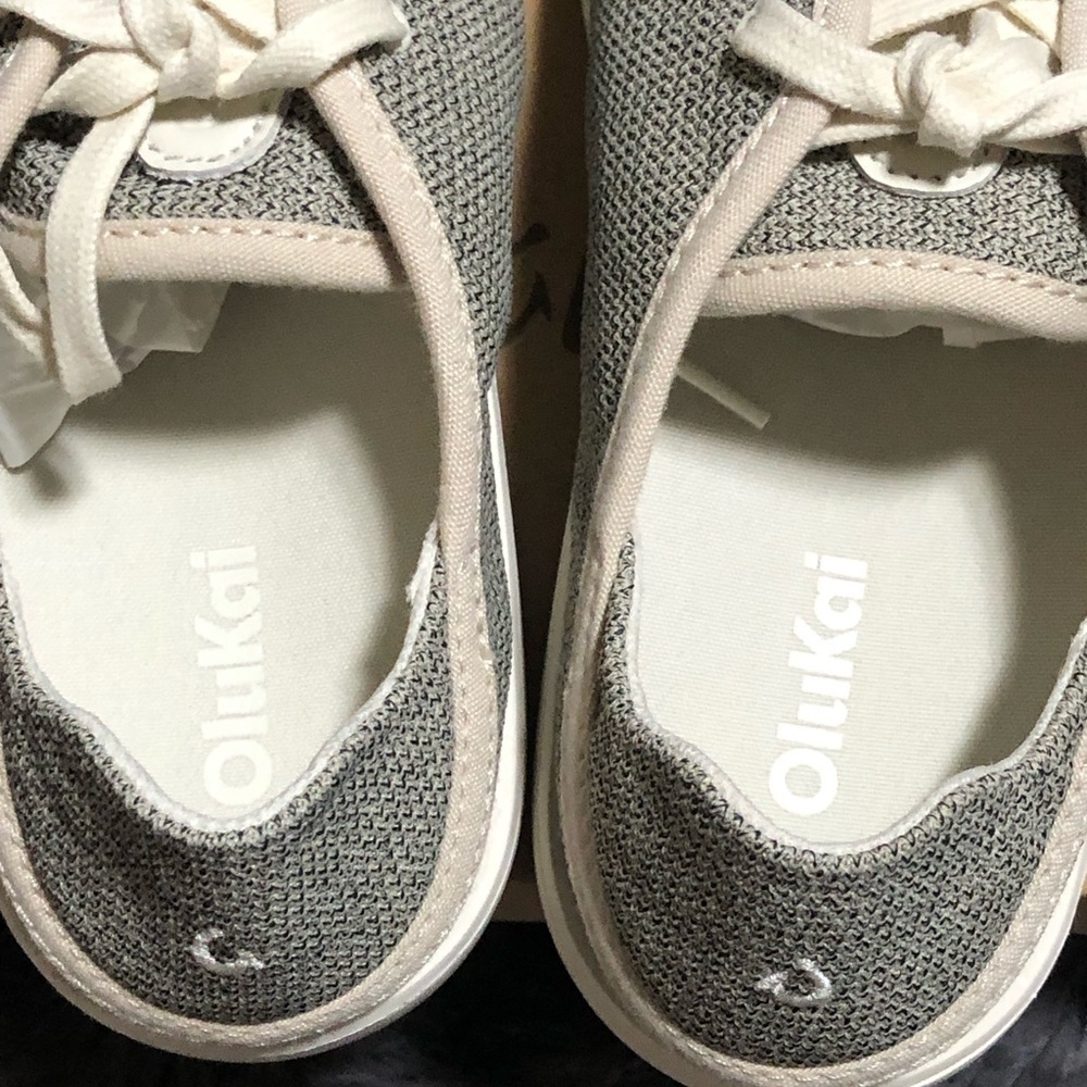 Olukai Womens Pehuea Li Lace up Canvas Sneakers Shoes, Size 7.5, Tapa/White Sand - Picture 4 of 7